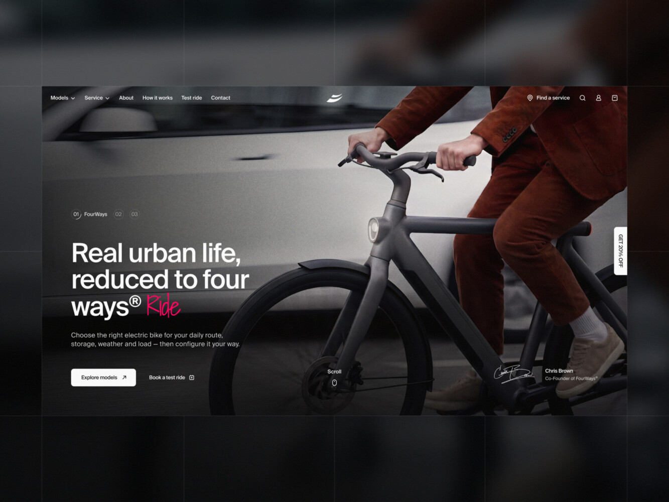 Simplified website header