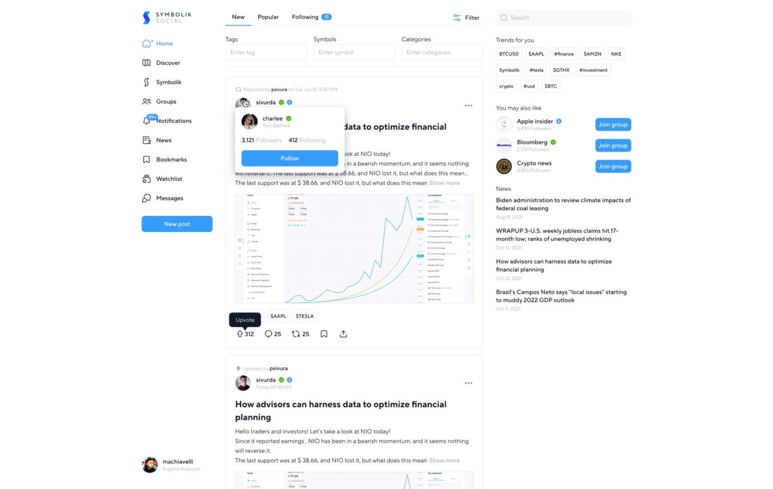 Build a social platform for traders
