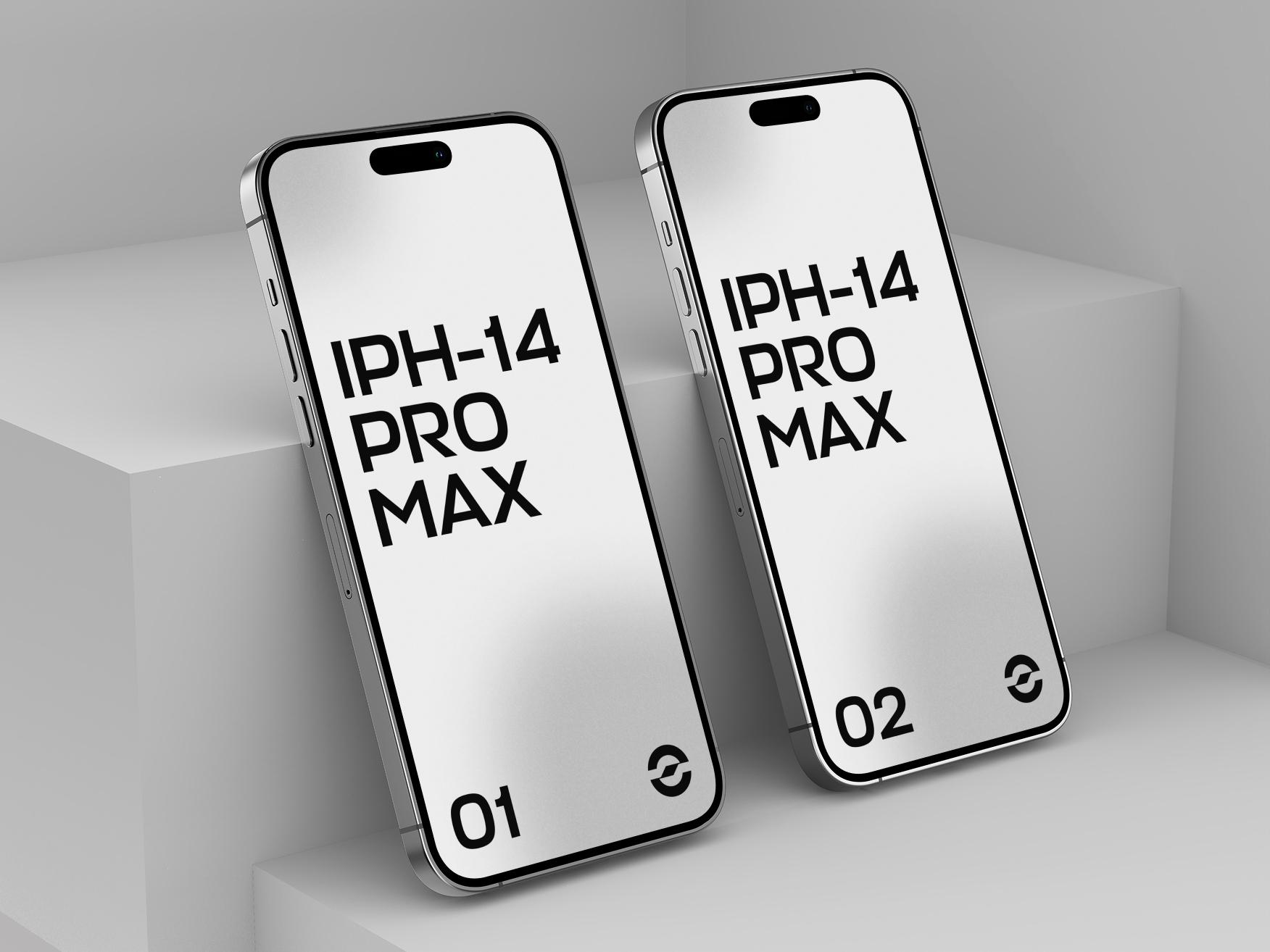 iPhone 14 Pro Max 2 Mockups Bundle - Cover 
