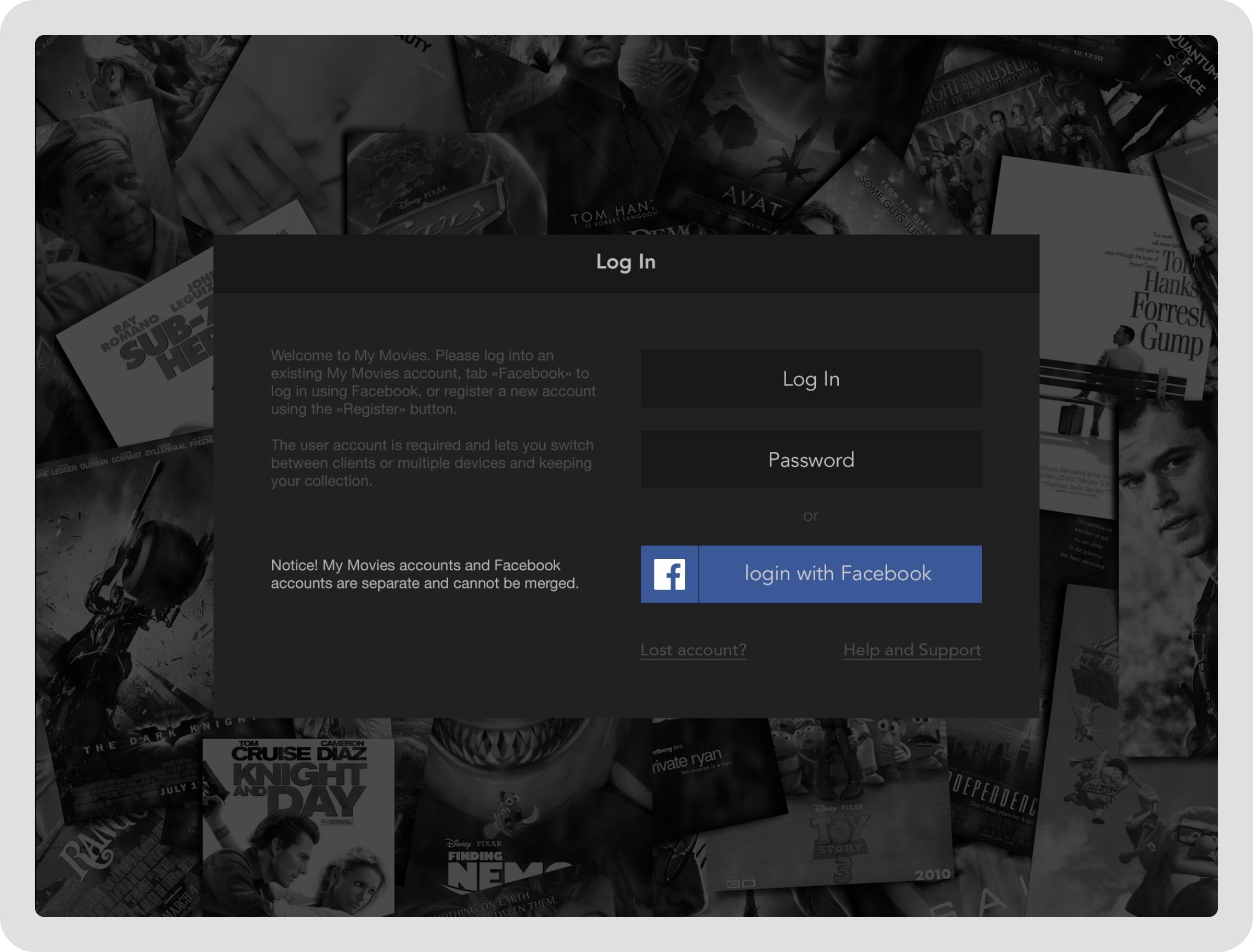 My Movies: interface screens
