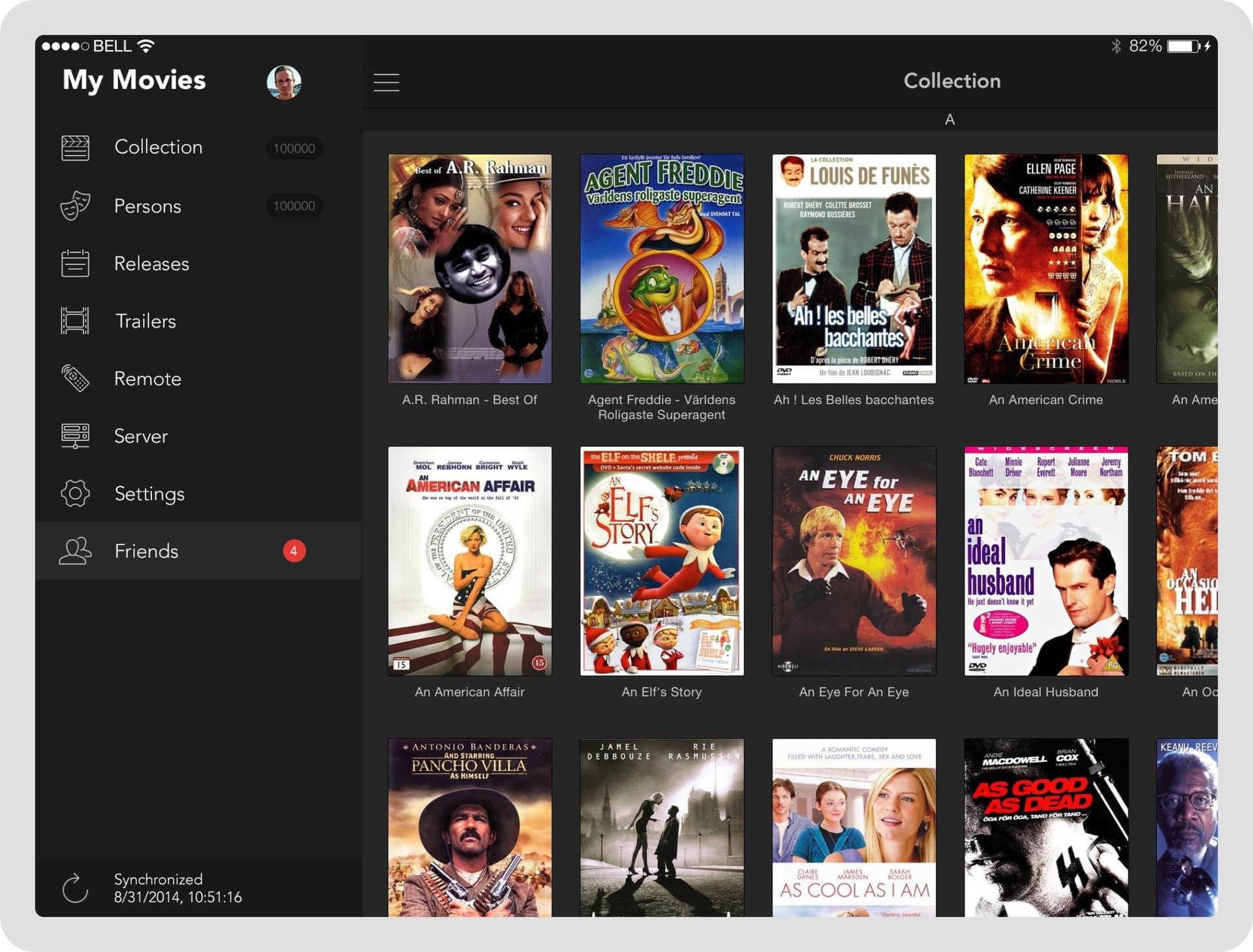 My Movies: interface screens