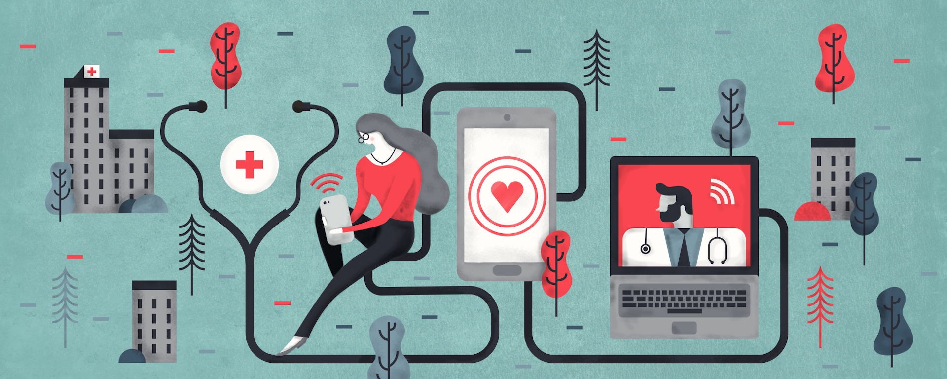 Healthcare apps market - illustration by Mark Araya